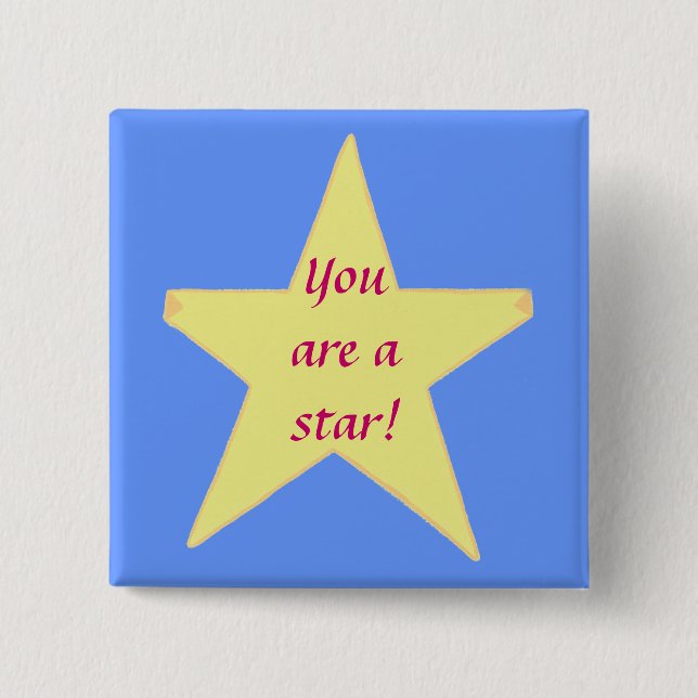 Gult Star, du är en Anpassningsbar Stift Knapp (Framsida)