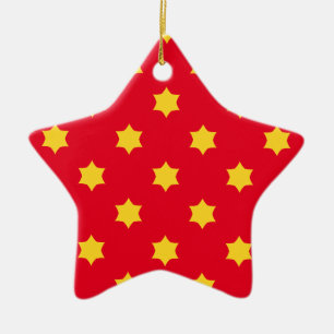 Gult Star Mönster Julgransprydnad Keramik