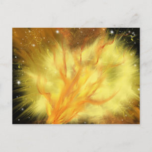 Gult Starburst & Orange Flames Painting HC Art Vykort