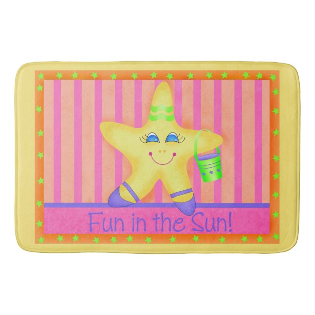 Gult Starfish Roligt in Sol Beach Anpassningsbar M Badrumsmatta (Framsidan)