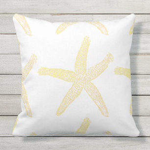 Gult Starfish Sea Stars Mönster Nautical Beach Kudde