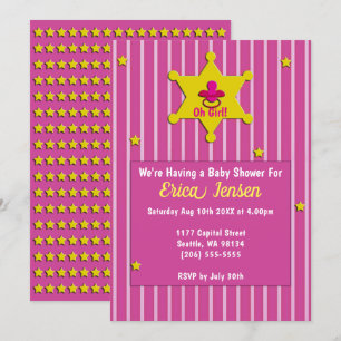 Gult Stars & Nappar Flicka Shower Inbjudningar