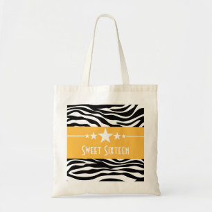Gult Stars Zebra tryck Sweet 16 Bag Tygkasse