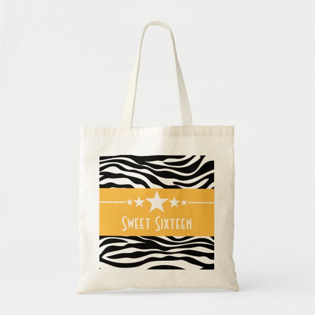 Gult Stars Zebra tryck Sweet 16 Bag Tygkasse (Framsidan)