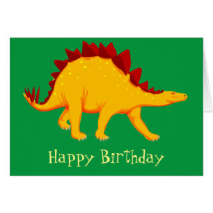 Gult Stegosaurus dinosauaur söt illustration Hälsningskort