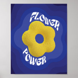 Gult Sticka Flower Power Art Poster, blå övertonin Poster