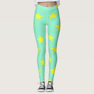 Gult stjärnor på turkos leggings
