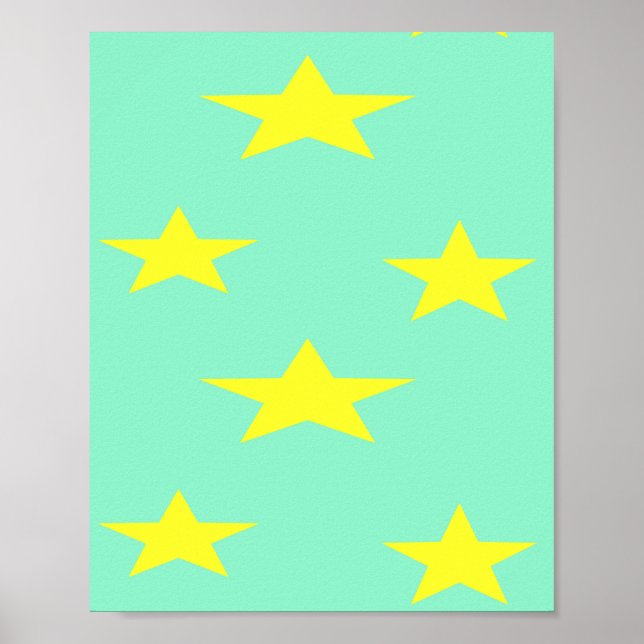 Gult stjärnor på turkos poster (Framsidan)