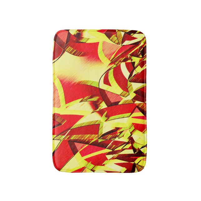 Gult strömmar på rött, förbryllad bild badrumsmatta (Framsidan (Vertikal))