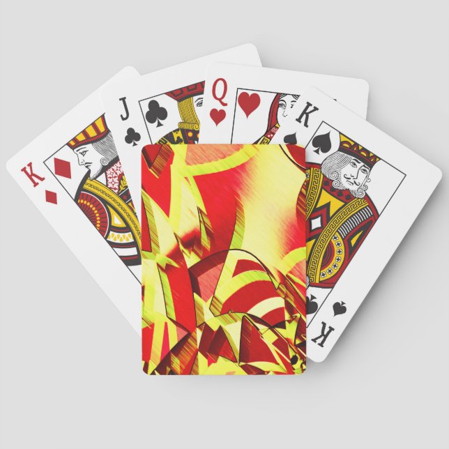 Gult strömmar på rött, förbryllad bild casinokort (Baksidan)