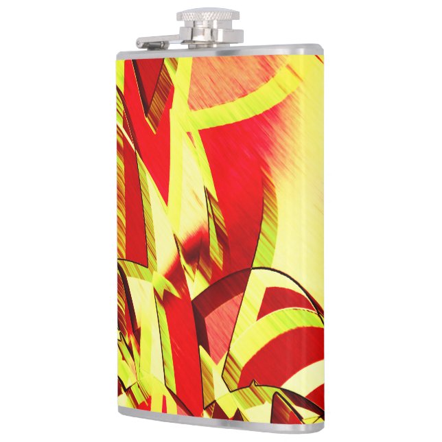 Gult strömmar på rött, förbryllad bild fickplunta (Vänster)