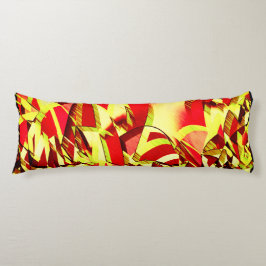 Gult strömmar på rött, förbryllad bild kroppskudde