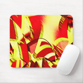 Gult strömmar på rött, förbryllad bild musmatta