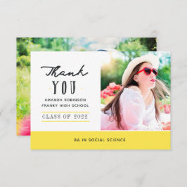 Gult Studenten-fototackkort Tack Kort