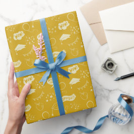 Gult Studenten Hand plockade Scribble Mönster Presentpapper