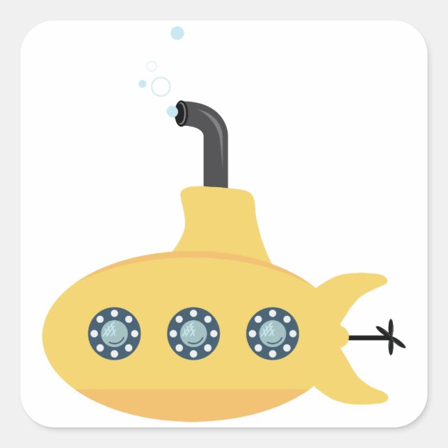 Gult SubMarine Fyrkantigt Klistermärke (Framsida)