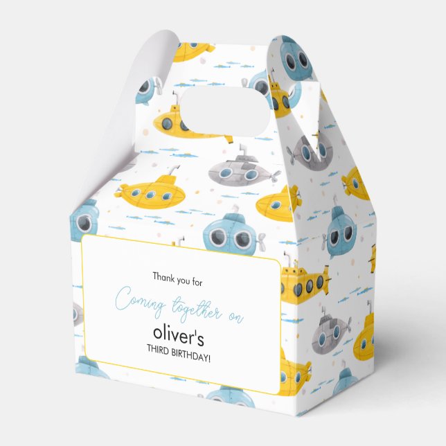 Gult Subsea Mönster Barns födelsedag Party Presentaskar (Framsidan Sidan)