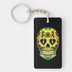 Gult Sugar Skull Day of the dead Nyckelring