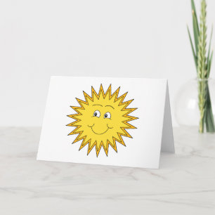 Gult Summer Sol med Lycklig Ansikte. Kort