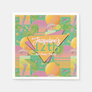 Gult Summer Vaporwave Sunset Birthday Pappersservett