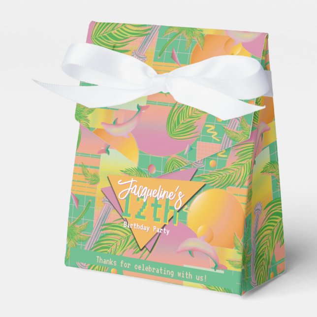 Gult Summer Vaporwave Sunset Birthday Presentaskar (Framsidan Sidan)
