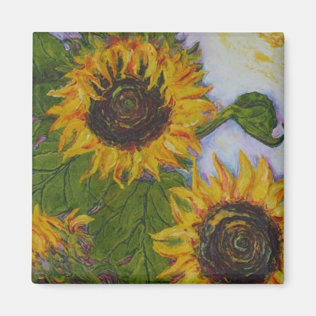 Gult Sunblommor av Paris Wyatt Llanso Magnet (Framsidan)