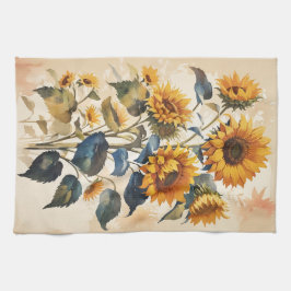 Gult Sunblommor Bouquet Kökshandduk