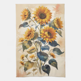 Gult Sunblommor Bouquet Kökshandduk