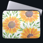 Gult Sunblommor Foliage Laptop Fodral<br><div class="desc">Detta unika laptop sleeve har en vattenfärgad solrosa och lövning mönster i skuggor av gult och grönt. Eftersom vi skapar vår teckning kommer du inte att hitta just den här bilden från andra designers. Ursprunglig vattenfärg © Michele Davies.</div>