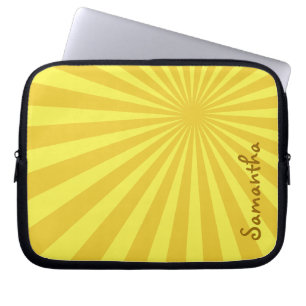 Gult Sunburst "Add Your Name" (lägg till ditt namn Laptop Sleeve