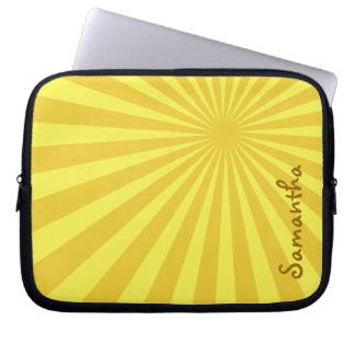 Gult Sunburst "Add Your Name" (lägg till ditt namn Laptop Sleeve
