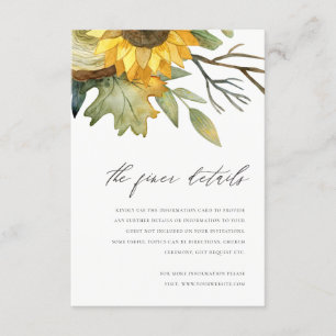 GULT SUNFLOWER WATERCOLOR BLOMMIGT BRÖLLOP TILLÄGGSKORT