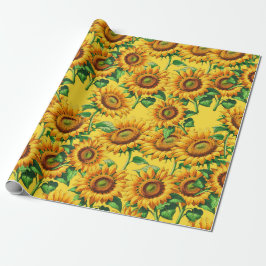 Gult Sunfloweroral Cottagecore Mönster Presentpapper