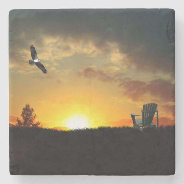 Gult Sunset Brassy Meadow Stone Underlägg (Framsidan)