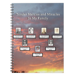 Gult Sunset Family Träd Mercies Miracles Anteckningsbok