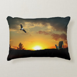 Gult Sunset Grassy Meadow Dekorativ kudde