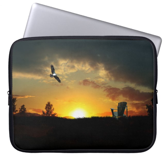 Gult Sunset Grassy Meadow Electronics Bag Laptop Fodral (Framsidan)