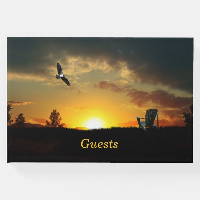 Gult Sunset Grassy Meadow Guest Bok (Framsida)