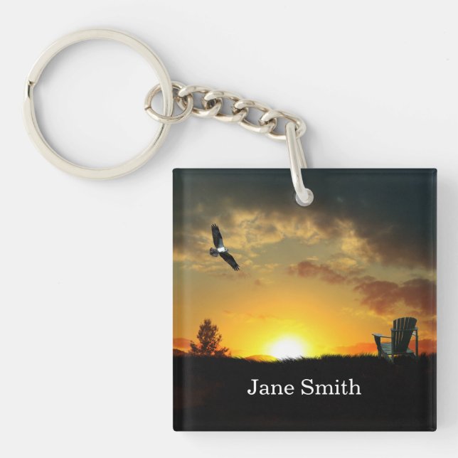 Gult Sunset Grassy Meadow Keychain (Framsidan)