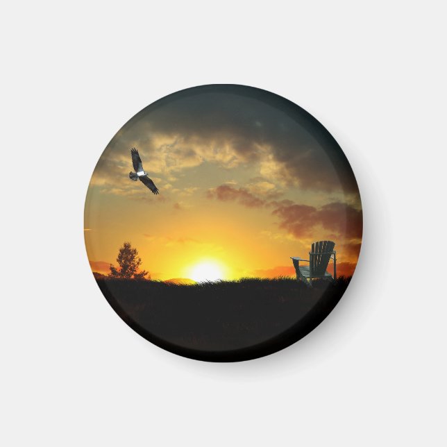 Gult Sunset Grassy Meadow Magnet (Framsidan)