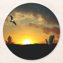 Gult Sunset Grassy Meadow Papper Underlägg