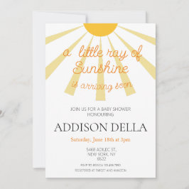 Gult Sunshine Baby Shower Inbjudningar