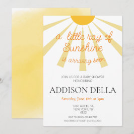 Gult Sunshine Baby Shower Inbjudningar