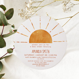 Gult Sunshine Boho Baby Shower Inbjudningar