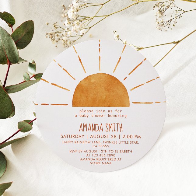 Gult Sunshine Boho Baby Shower Inbjudningar (Skapare uppladdad)