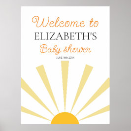 Gult Sunshine Gender Neutral Baby Shower Välkommen Poster