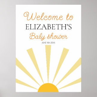 Gult Sunshine Gender Neutral Baby Shower Välkommen Poster