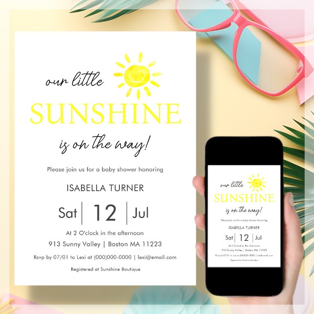 Gult Sunshine | Sommar-babyinbjudan Inbjudningar (Skapare uppladdad)