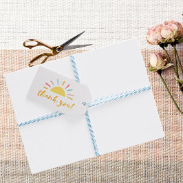 Gult Sunshine tack Presentetikett