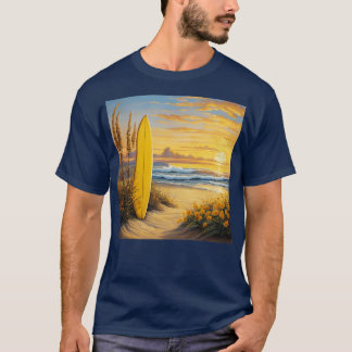 Gult Surfboard i sand vid stranden TShirt T Shirt